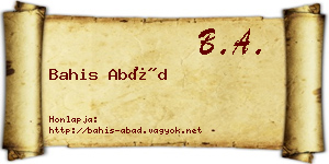 Bahis Abád névjegykártya